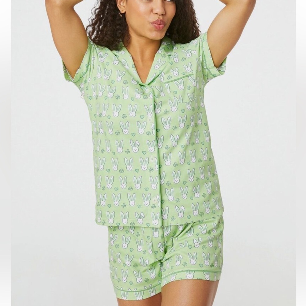 Roberta Roller Rabbit Mint Luck Bunny polo pajamas size S